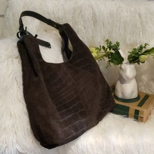 Trask grey suede shoulder bag